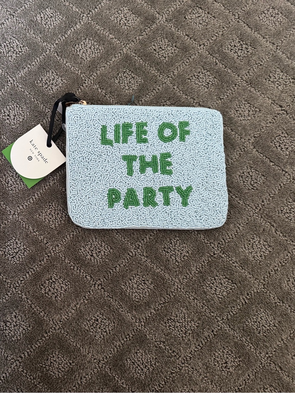 NWT Kate Spade Target Collab Life of the Party Light Blue Beaded Pouch Wallet